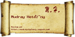 Mudray Hetény névjegykártya